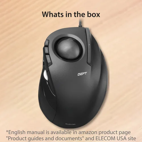 Vista 8 de ELECOM Ratón DEFT Trackball, con cable, control de dedos, función de 8 botones con seguimiento suave, diseño ergonómico, Windows11, macOS (M-DT2URBK)