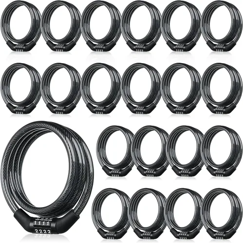 Vista 7 de Hotop 10 unidades de cable de bloqueo de bicicleta de 2 pies con combinación, bloqueo de bicicleta preestablecido en espiral de alta seguridad de 4