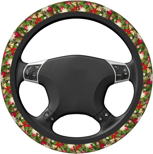 Vista 4 de Funda para volante navideña universal de 15 pulgadas, accesorio para automóvil, protector para mujeres y hombres