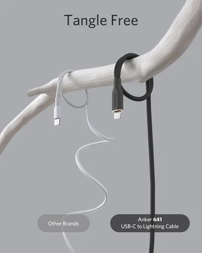 Vista 3 de Cable Anker USB C a Lightning, Cable de Carga de Silicona Powerline III Flow con Certificación MFi para iPhone 13 13 Pro (Negro Medianoche, 3 pies)