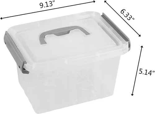 Vista 3 de Contenedores de almacenamiento pequeños de 3 L, caja de almacenamiento transparente con tapa, paquete de 6
