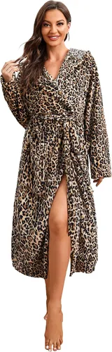 Vista 73 de HEARTNICE Bata de forro polar con capucha para mujer, bata de baño suave para mujer, bonito abrigo largo para casa
