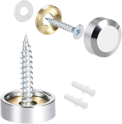 Vista 7 de uxcell Tornillos de espejo decorativos tapa tapa clavos oro pulido 0.630 in 8pcs