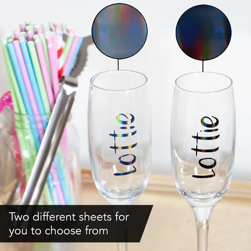 Vista 5 de Vinilo Metálico Negro Holográfico y Vinilo Oil Slick Permanente para Cricut Joy: [8PK, 5.5" x 12" pulgadas] Láminas Permanentes de Cromo Negro