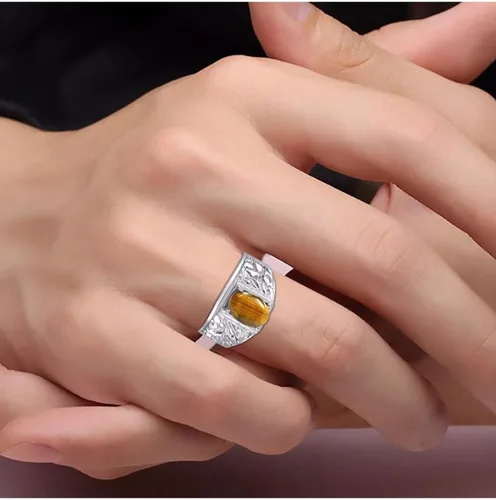 Vista 4 de Rylos Anillos para hombre Anillo de pepita de diseñador piedra preciosa ovalada de 9X7MM y diamantes brillantes - Anillos de piedra natal