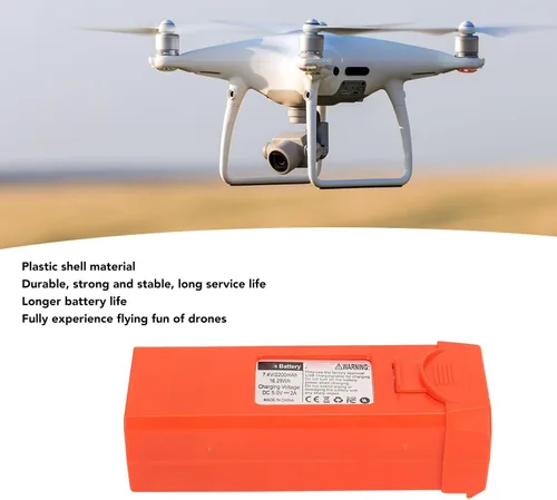 Vista 2 de Keenso 7.4V 2200mah Drone Battery Spare Part Replacement Lithium for LYERC L900 PRO SE Quadcopter with Overcharge (Orange)