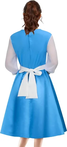 Vista 3 de Disfraz de Bella para adultos, vestido azul de sirvienta, vestido de princesa de belleza, vestido de fiesta de Halloween, vestido de baile