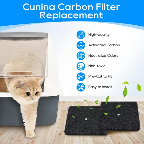 Vista 3 de Paquete de 6 filtros de carbono de repuesto para cajas de arena para gatos compatibles con caja de arena con capucha Catit, purificador de aire