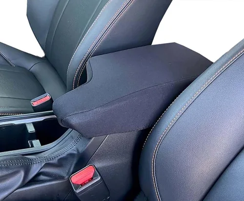 Vista 4 de Car Console Covers Plus Fabricado en Estados Unidos diseñado para Ford Ranger 2019-2023 de neopreno, protector de consola central, color negro