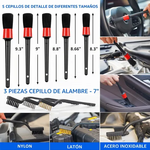 Vista 5 de Kit de limpieza para auto de 41 piezas Kit de limpieza y detalle interior con aspiradora de mano de alta potencia, cubo plegable, herramienta