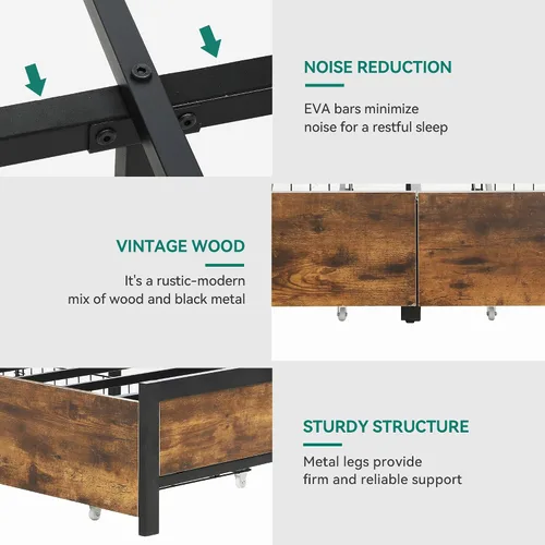 Vista 7 de YITAHOME Base de cama tamaño King con cabecera de almacenamiento, cama de plataforma con 4 cajones, marco de cama LED con puertos USB y salidas