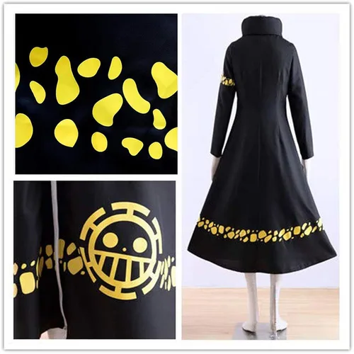 Vista 3 de Disfraz de una pieza de la ley de Trafalgar para cosplay, abrigo de anime, uniforme de cirujano
