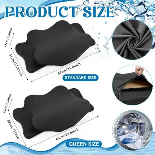 Vista 2 de Hahafelt Funda de almohada cervical refrescante con cierre de sobre (solo funda de almohada) Funda de almohada ergonómica para el cuello, funda