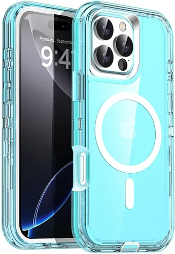 Vista 16 de AICase Funda transparente para iPhone 16e/13/iPhone 14, compatible con MagSafe 3 en 1, resistente protección contra caídas, cuerpo completo, a