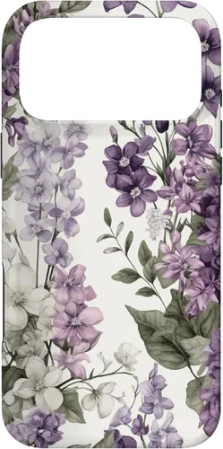 Vista 22 de White Violet Purple Lavender Lilac Floral Funda de flores botánicas para iPhone 17