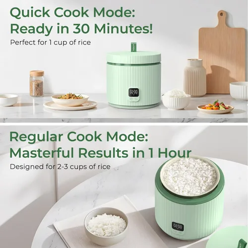 Vista 5 de TOKIT Olla Arrocera Pequeña 3 Tazas Sin Cocinar/6 Tazas Cocidas, Olla Arrocera Mini Moderna Multifuncional con Temporizador de 24 H y Calentador
