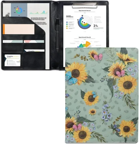 Vista 32 de Flashideas Organizador de padfolio de flores azules y rosadas, carpeta de negocios, carpeta de negocios, organizador de documentos para entrevista