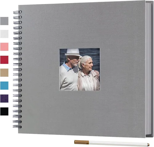 Vista 13 de Álbum de fotos pequeño DIY para manualidades de 8 x 8 pulgadas con foto de portada, 80 páginas, tapa dura, papel para manualidades, álbum de fotos