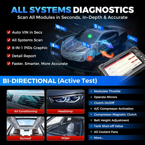 Vista 5 de LAUNCH Escáner X431 CRP919E OBD2, Herramienta de Escaneo Bidireccional 2026 como CRP919EBT, CANFD/DoIP/FCA SGW, Código ECU, 35+ Servicios, Pruebas
