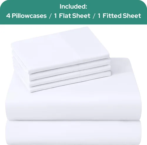 Vista 108 de HOMEIDEAS Sábanas de cama tamaño completo – Juego de 6 piezas (azul aguamarina) – Sábanas de ropa de cama de microfibra cepillada extra suave