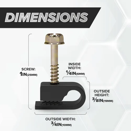 Vista 7 de THE CIMPLE CO Clips de cable individuales con tornillos, abrazaderas de cable coaxial de 1/4 de pulgada para exteriores, gestión de cables