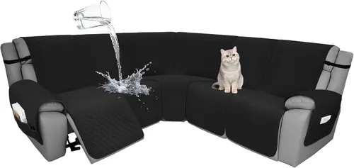 Vista 86 de Fundas de terciopelo 10% impermeables para sofá modular reclinable en forma de L, 1 pieza, fundas acolchadas para sofá reclinable esquinero, juego