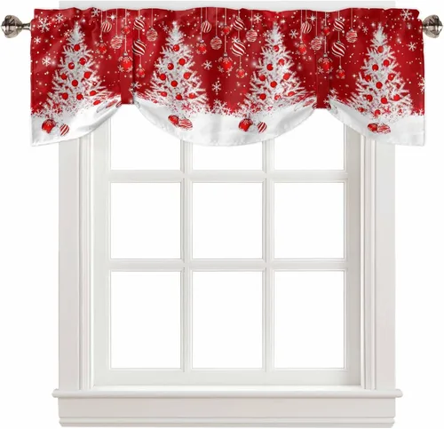 Vista 90 de Cortina de ventana ajustable con lazos para ventana, cenefa de cocina para sala de estar, arte abstracto, sol y arco iris, bolsillo para barra
