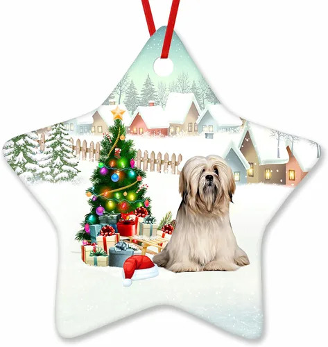 Vista 101 de Prezzy Airedale Terrier - Adorno para decoración de árbol de Navidad, regalos lindos para amantes de los perros, para familiares y amigos, nuevo