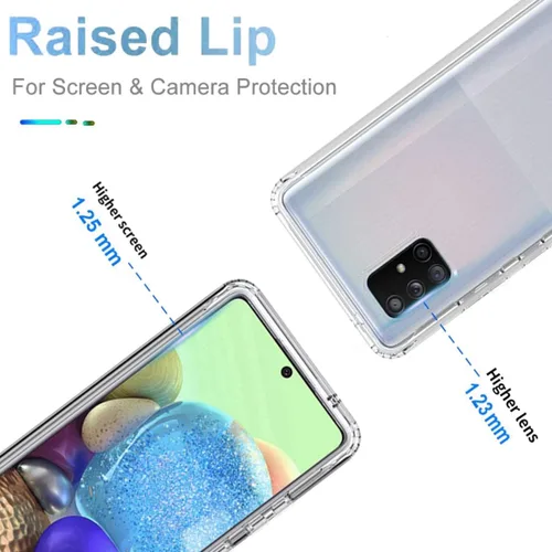 Vista 2 de Funda para Galaxy A71 4G SM-A715F con protector de pantalla de vidrio templado, transparente 360 de protección de cuerpo completo, carcasa dura +