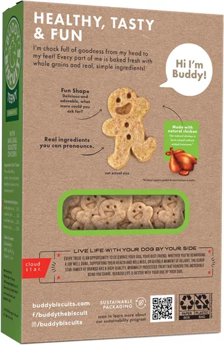 Vista 2 de Buddy Biscuits - Golosinas crujientes para perros, pollo asado, caja de 8 onzas
