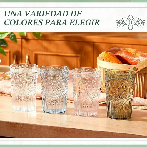 Vista 6 de 24 vasos de plástico vintage para agua potable de 16 onzas, a Verde