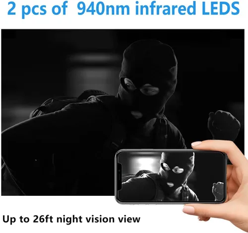 Vista 5 de Cámara inalámbrica WiFi más pequeña, cámara espía HD1080P, mini monitor portátil para bebé, cámara para mascotas, cámara de niñera con visión