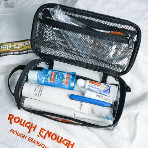 Vista 2 de Rough Enough Clear Neceser Aprobado por la TSA Bolsa de Maquillaje Transparente Conjunto de Bolsa de Maquillaje, Gris, Neceser transparente Rough