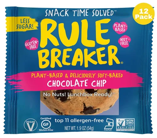 Vista 15 de Rule Breaker - Galletas veganas, sin gluten, sin nueces, hipoalergénicas, Kosher, envueltas individualmente, 1.9 oz, aperitivos