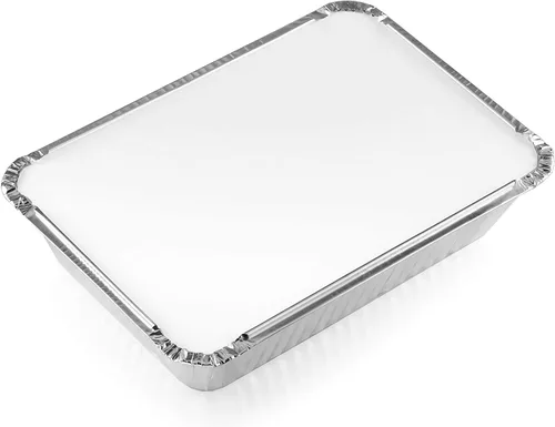 Vista 7 de DecorRack - Bandeja rectangular de aluminio desechable con tapa plana, resistente, de 2.25 libras, ideales para recalentar, hornear, asar