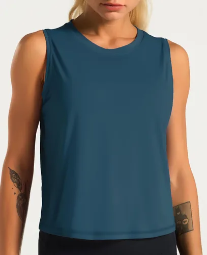 Vista 3 de Dragon Fit Tops de Entrenamiento sin Mangas de Seda de Hielo para Mujeres Camiseta de Yoga Recortada para Correr Gimnasio Verano