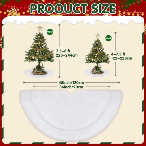 Vista 4 de Falda de árbol de Navidad de 36 pulgadas, falda de felpa para árbol de Navidad, decoraciones de árbol de Navidad para fiesta de Feliz Navidad