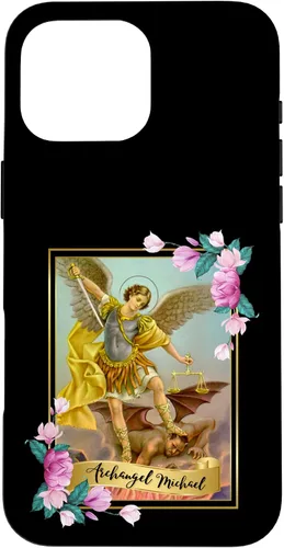 Vista 19 de Funda protectora para iPhone 17, diseño de ángel de la iglesia católica de San Miguel Arcángel