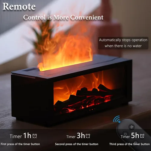 Vista 6 de Difusor de aceite esencial para chimenea, difusor de aromaterapia, humidificador ultrasónico de niebla fría de 5.1 fl oz, difusores de llama de luz
