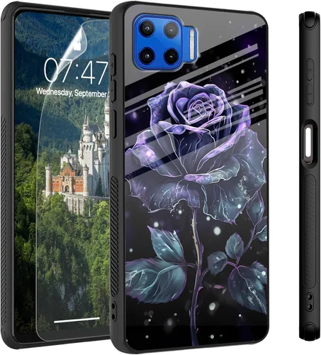 Vista 95 de Funda para Motorola Moto Edge 2022, cubierta trasera de vidrio templado con protector de pantalla, funda protectora a prueba de golpes para Motorola