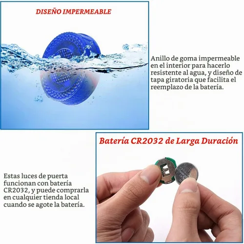 Vista 5 de luz de aviso LED universal inalámbrica para puerta de auto, luz LED impermeable contra colisión trasera, 2 unidades, Azul
