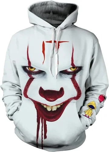 Vista 2 de Sudadera con capucha de películas de terror para adultos casual estampada para hombre y mujer