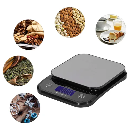 Vista 9 de Garosa Wh-B28 Báscula digital de cocina de 22.0 lbs/0.04 oz báscula de alimentos de precisión de acero inoxidable Gramos y onzas LCD Báscula