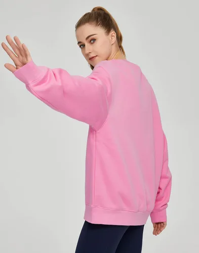 Vista 4 de THE GYM PEOPLE Sudadera de forro polar con cuello redondo y ajuste holgado para mujer