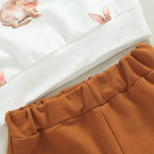 Vista 26 de Kaipiclos Ropa occidental para bebé niña, con lindo estampado con volantes, manga larga, pantalones para otoño e invierno, trajes de vaquera