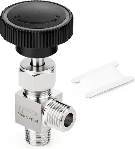 Vista 66 de TAISHER Válvula de aguja de acero inoxidable 316 con mango de rueda 1/2 "NPT macho x 1/2" NPT hembra