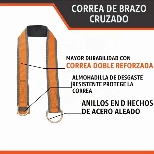 Vista 5 de Correa de Seguridad de Protección contra Caídas de Brazo Transversal de 4', Cumple con OSHA/ANSI - Anillo en D, Viga, Viga en I y Anclaje de Viga