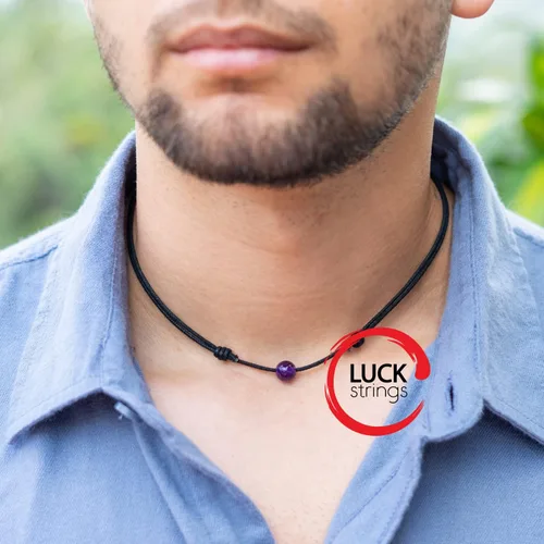 Vista 5 de Luck Strings Gargantilla de cuentas para hombres y mujeres, simple, minimalista, ligera y ajustable