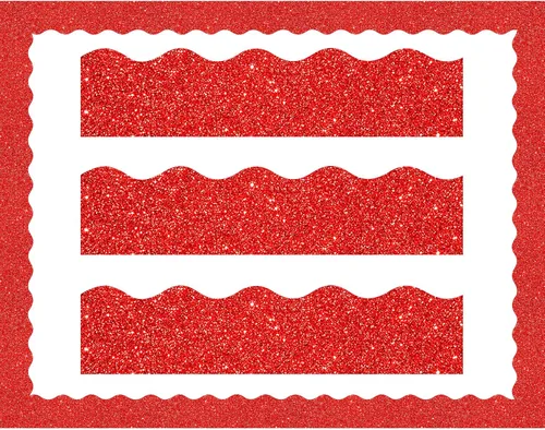 Vista 9 de Containlol Bordes de tablero de anuncios con purpurina de 118 pies, 120 hojas festoneadas para decoración escolar, día de San Patricio, regreso a