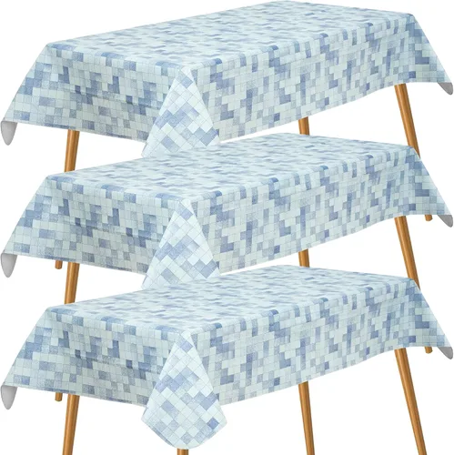 Vista 31 de FIFTY FEET Mantel rectangular de 84 x 60 pulgadas, mantel de vinilo con respaldo de franela para mesas rectangulares, impermeable, a prueba